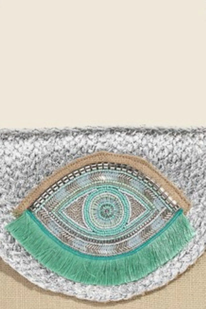 Fame Boho Beaded Eye Pattern Envelope Bag Easy Apparels