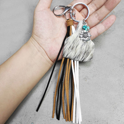 Turquoise Fringe Detail Key Chain Style H One Size Easy Apparels