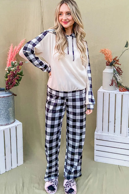 And The Why Drawstring Hooded Top and Plaid Pants Lounge Set Easy Apparels