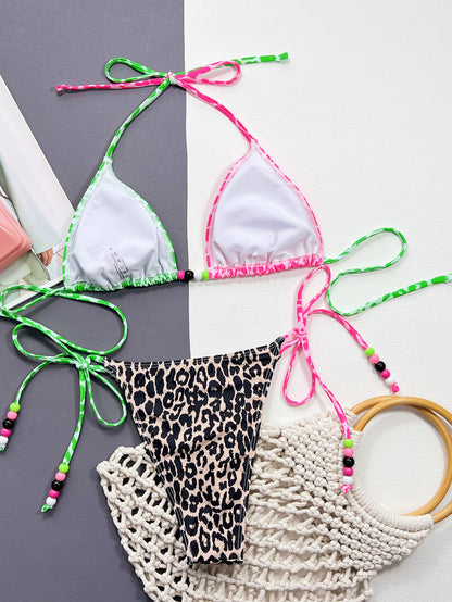 Leopard Tied Halter Neck Bikini Set Easy Apparels
