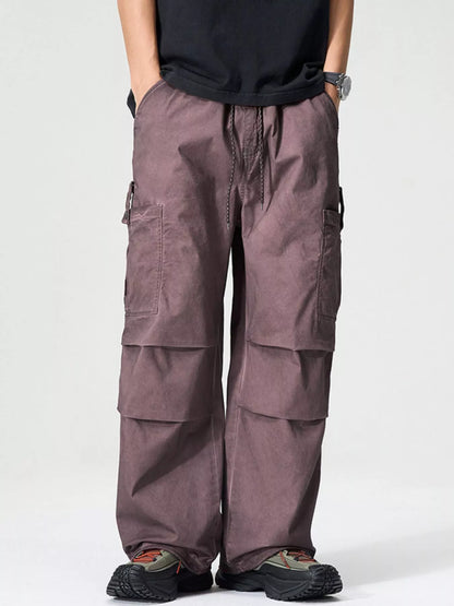 Men's Full Size Wide Leg Cargo Pants Plus Size Date Red Easy Apparels