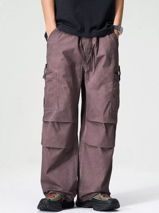 Men's Full Size Wide Leg Cargo Pants Plus Size Date Red Easy Apparels