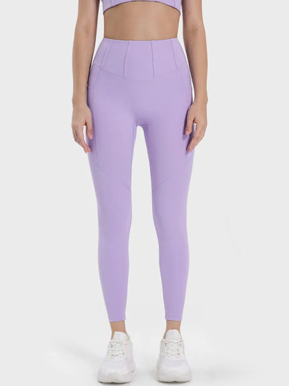 Millennia Pocketed High Waist Active Leggings Easy Apparels
