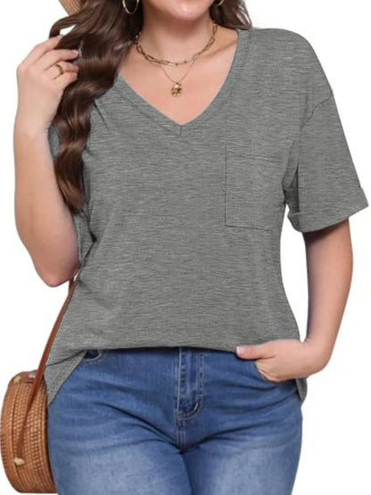 Trendsi V-Neck Pocket T-Shirt
