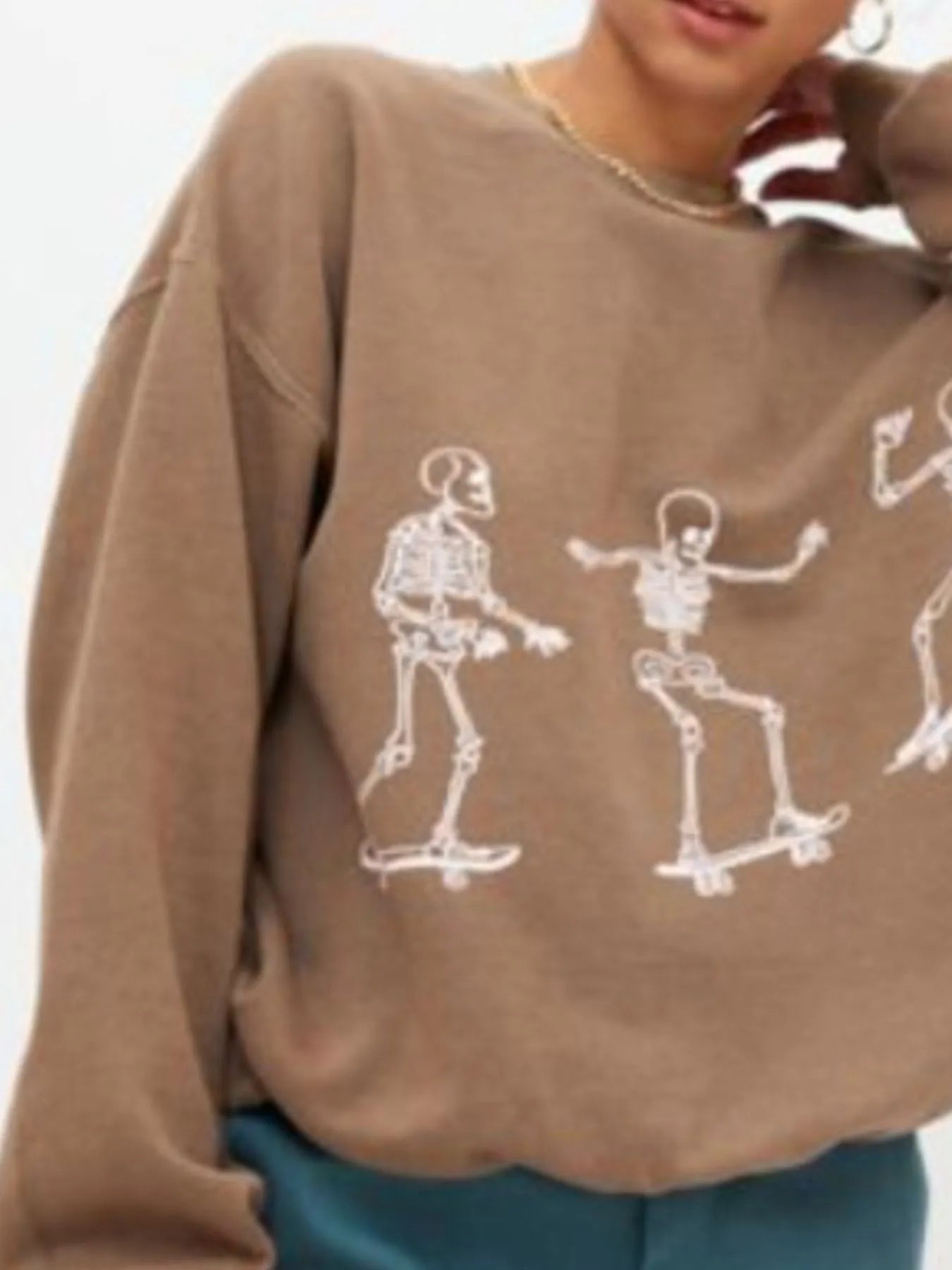 Trendsi Skeleton Graphic Oversized Sweatshirt
