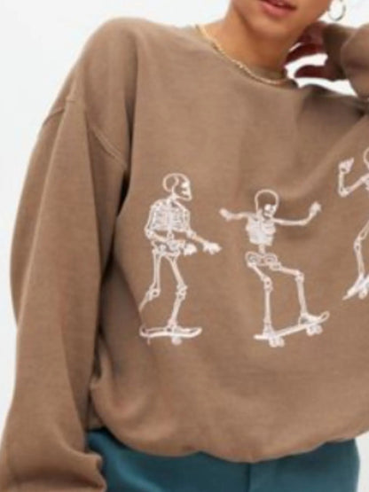 Trendsi Skeleton Graphic Oversized Sweatshirt