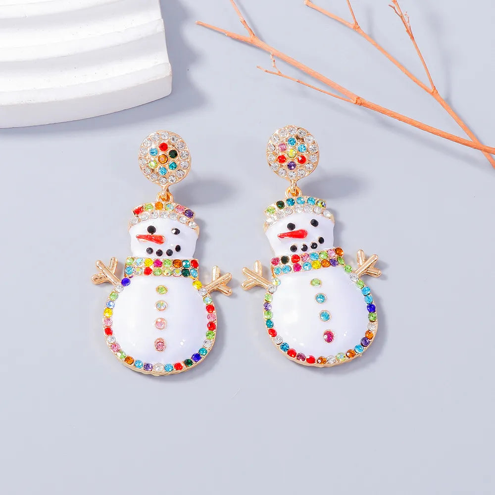 Alloy Rhinestone Snowman Earrings Easy Apparels