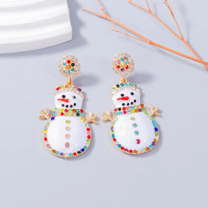Alloy Rhinestone Snowman Earrings Easy Apparels