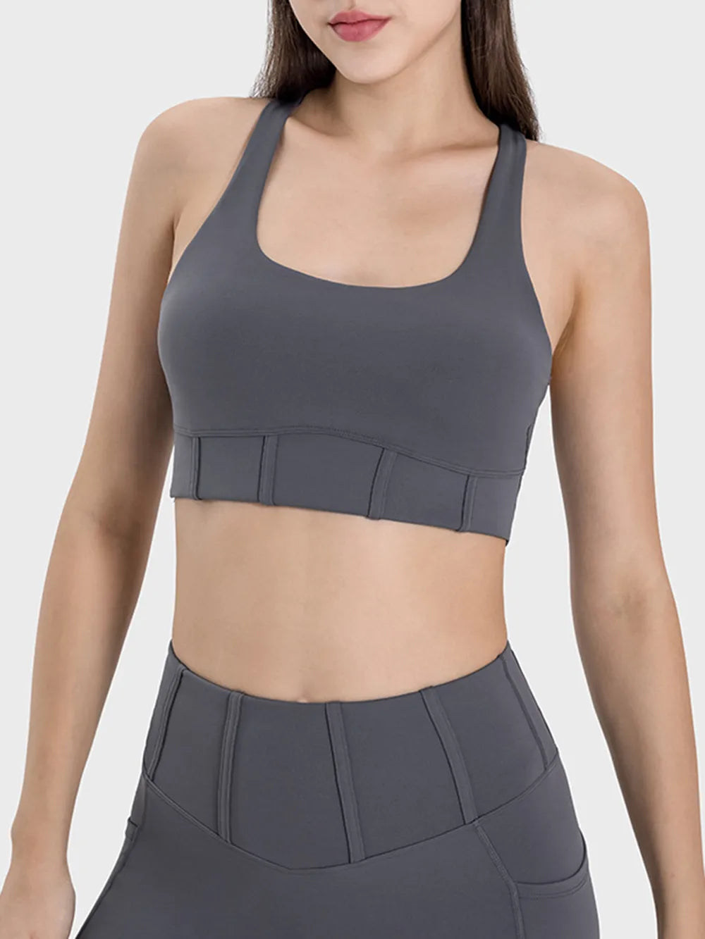 Millennia Square Neck Wide Strap Active Tank Dark Gray Easy Apparels