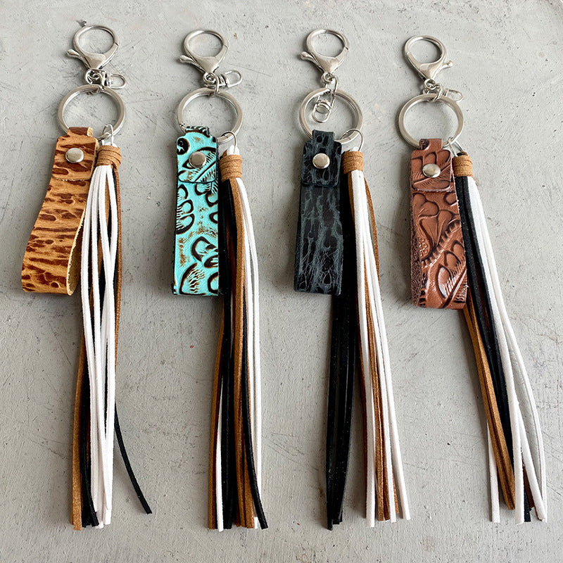 Genuine Leather Tassel Keychain Easy Apparels