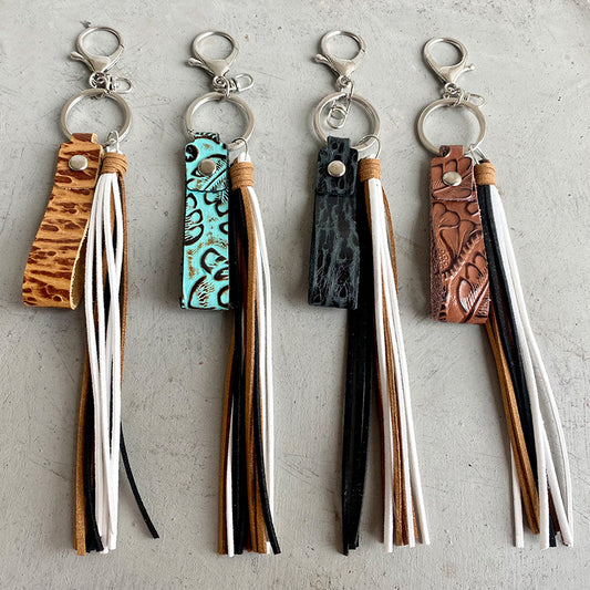 Genuine Leather Tassel Keychain Easy Apparels