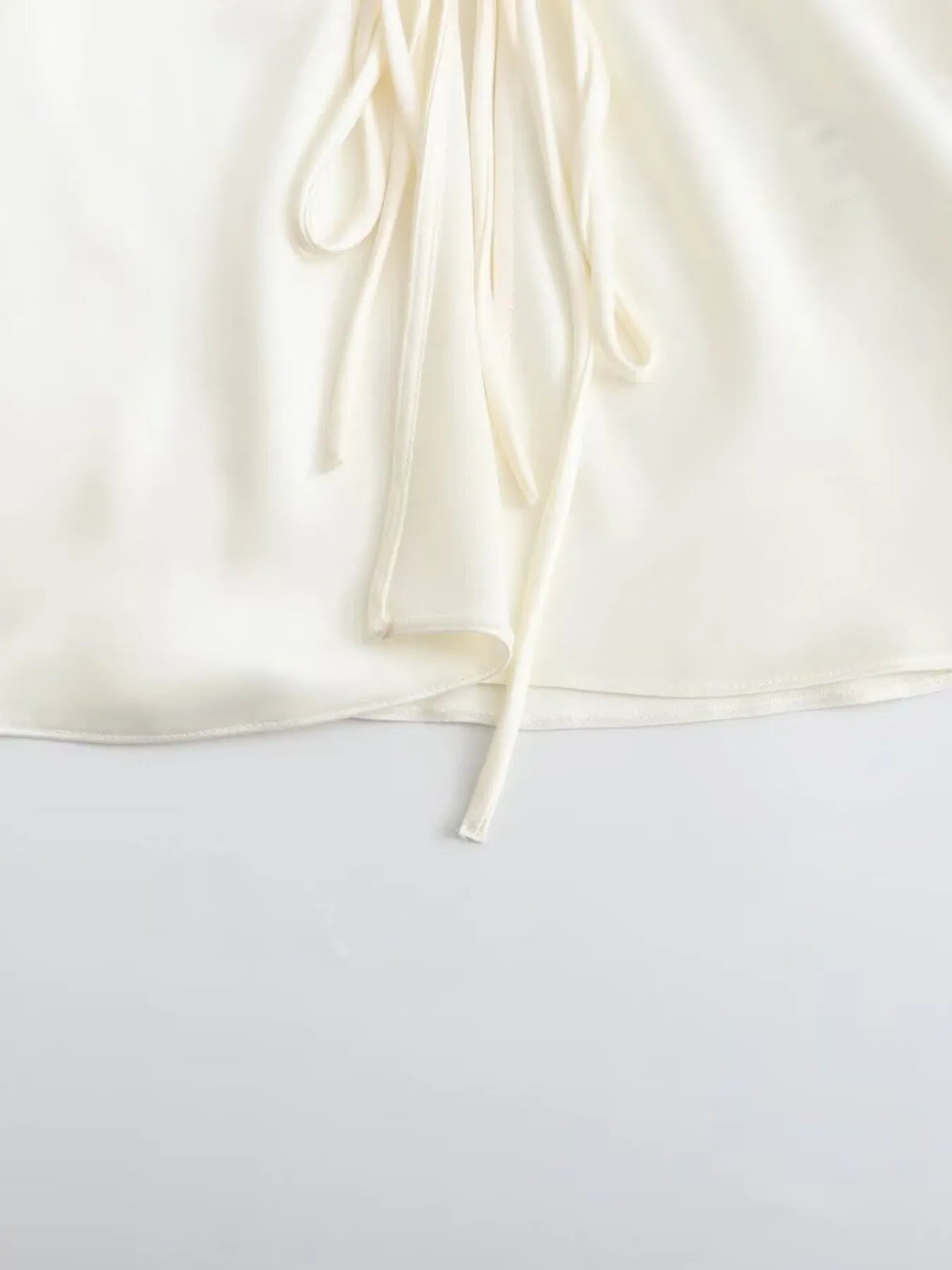 Trendsi Satin Tie-Front Long Sleeve Shirt