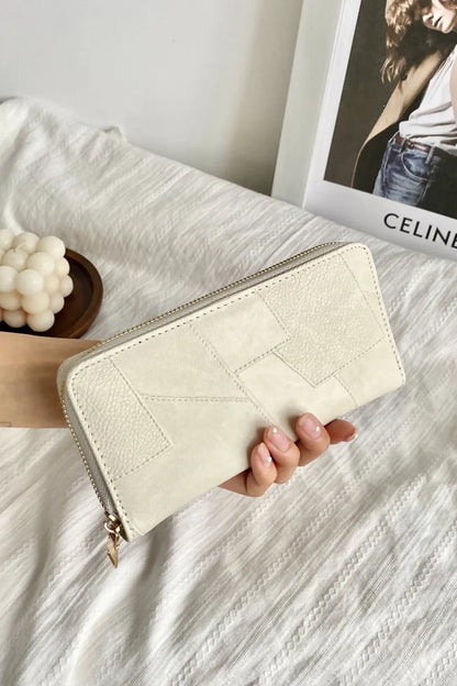 PU Leather Mulit-Interlayer Wallet Beige One Size Easy Apparels