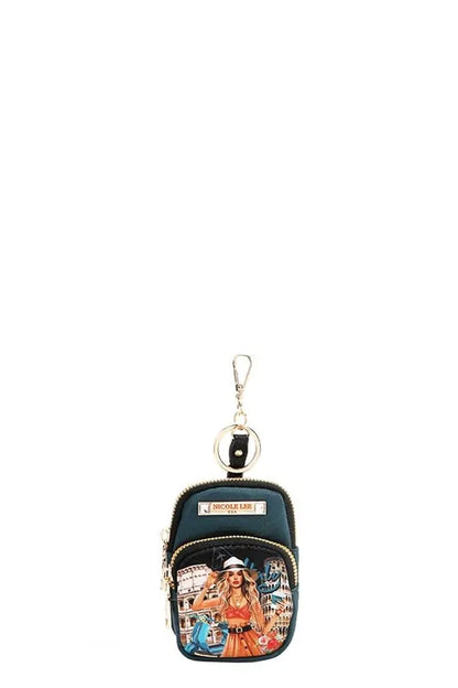 Nicole Lee USA Mini Coin Purse Keychain Black One Size Easy Apparels