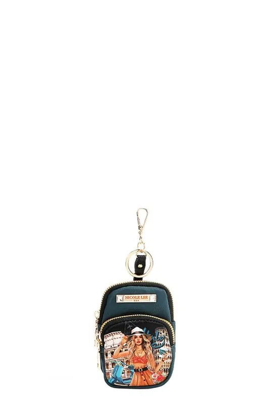 Nicole Lee USA Mini Coin Purse Keychain Black One Size Easy Apparels