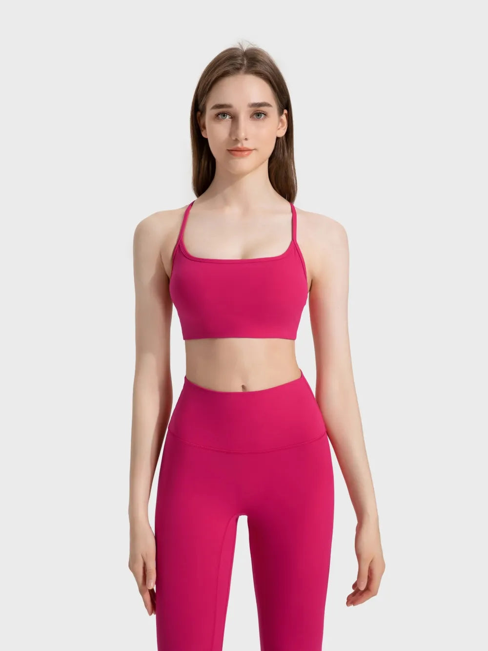 Millennia Crisscross Back Scoop Neck Active Cami with Detachable Chest Pads Easy Apparels