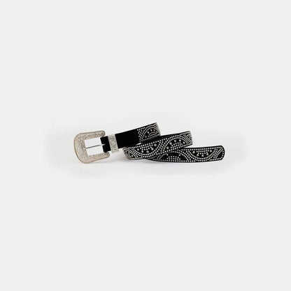 Studded Rhinestone PU Leather Belt Easy Apparels