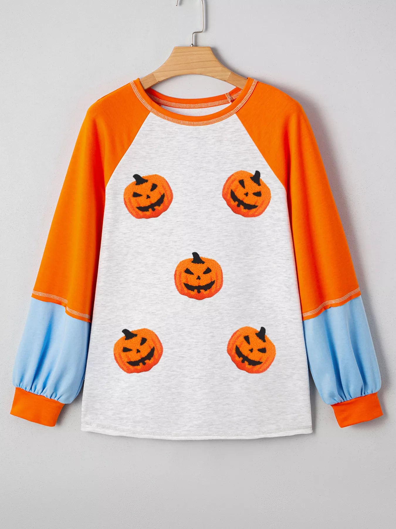 Halloween Pumpkin Print Long Sleeve T-Shirt Easy Apparels