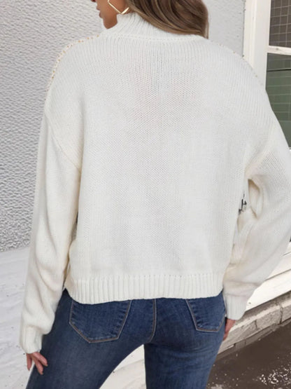 Trendsi Diamond Pattern Turtleneck Sweater