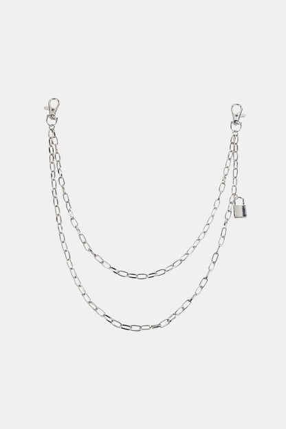 Double Layered Iron Chain Belt with Lock Charm Easy Apparels