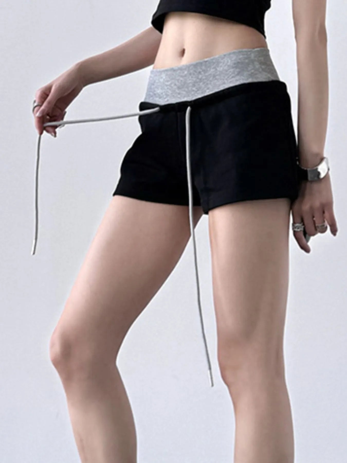 Drawstring Shorts with Contrast Waistband Easy Apparels