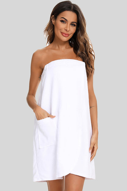 Strapless Robe with pocket White Easy Apparels