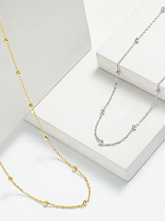 925 Sterling Silver Beaded Necklace Easy Apparels