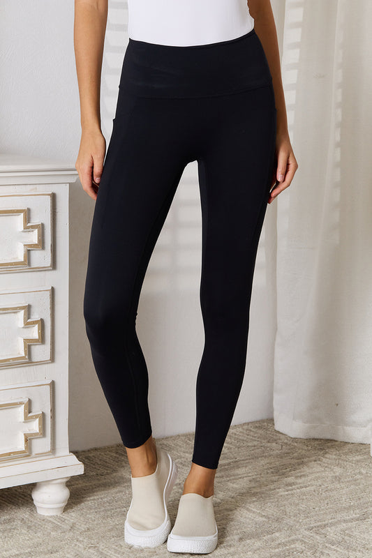Basic Bae Wide Waistband Sports Leggings Black Easy Apparels