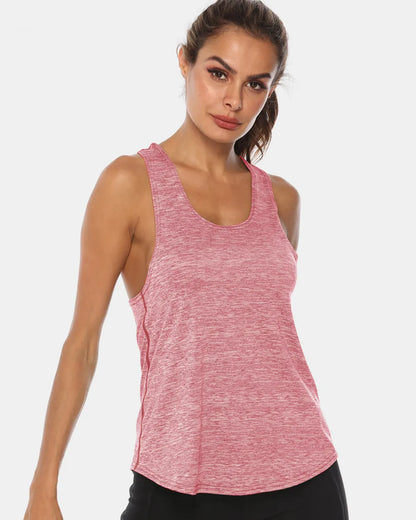 Full Size Scoop Neck Wide Strap Active Tank Blush Pink Easy Apparels
