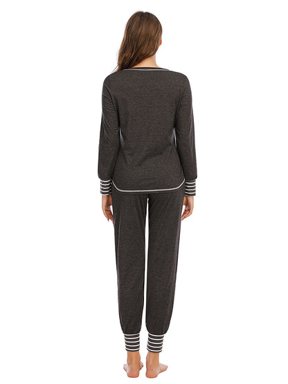 Round Neck Top and Pants Lounge Set Easy Apparels