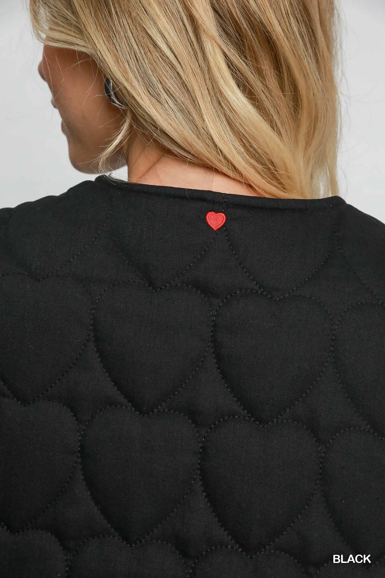 Umgee Heart Quilted Tie-Front Vest Easy Apparels