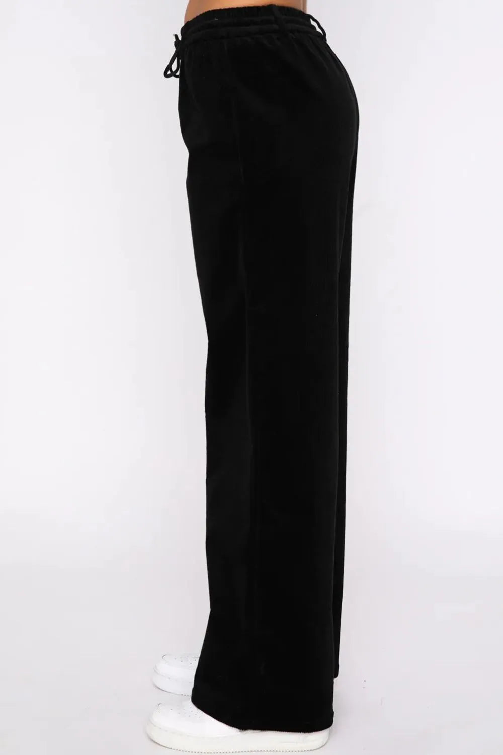 Drawstring Waist Wide Leg Active Pants Easy Apparels