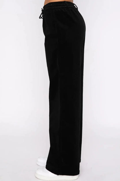 Drawstring Waist Wide Leg Active Pants Easy Apparels