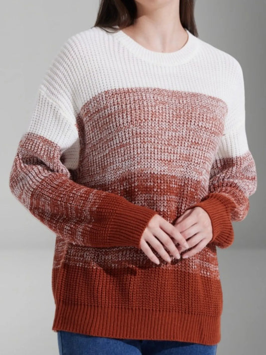 Trendsi Color Block Round Neck Sweater