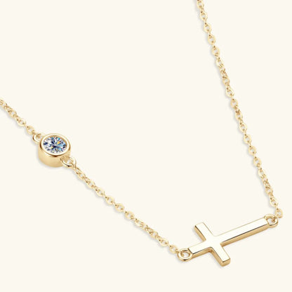 Cross 925 Sterling Silver Moissanite Necklace Easy Apparels