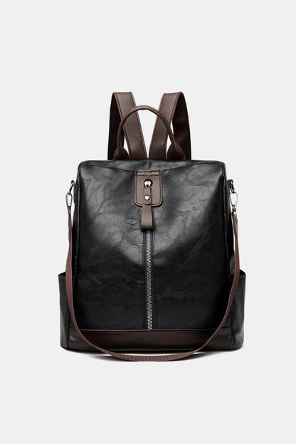 PU Leather Backpack Bag Black One Size Easy Apparels