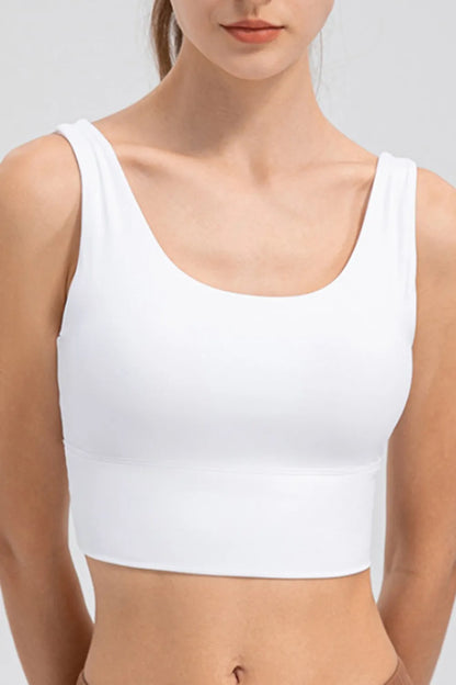 Scoop Neck Wide Strap Active Tank White Easy Apparels
