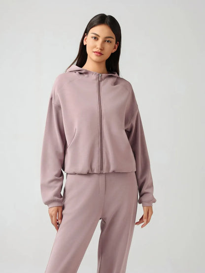 Millennia Zip Up Dropped Shouder Active Hooded Easy Apparels