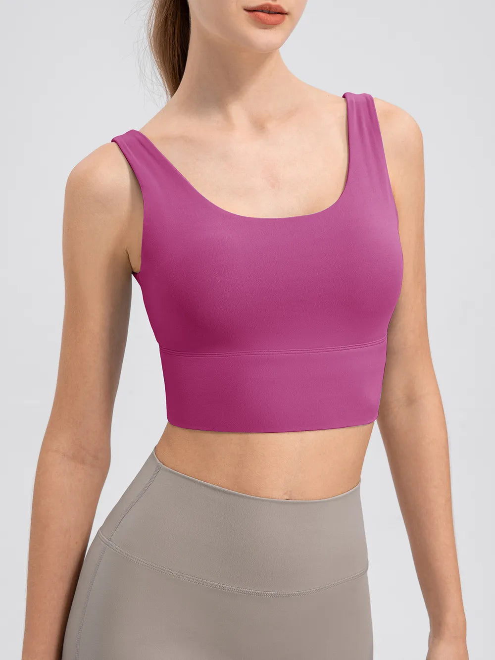 Scoop Neck Wide Strap Active Tank Red-Violet Easy Apparels