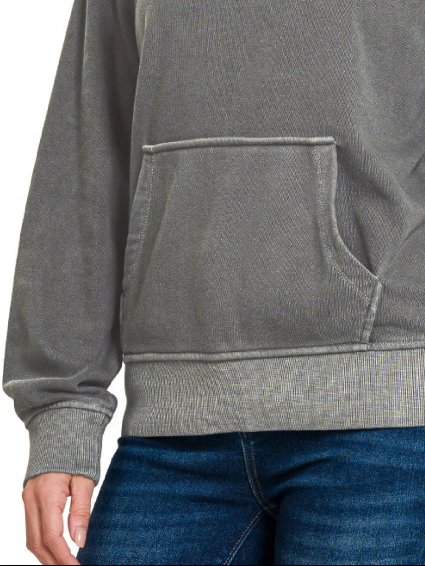 Trendsi Zenana Fleece Pigment Dye Kangaroo Pocket Hoodie