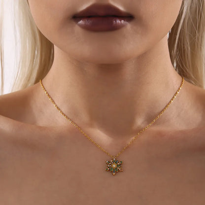 Stainless Steel Inland Zircon Snowflake Necklace Easy Apparels