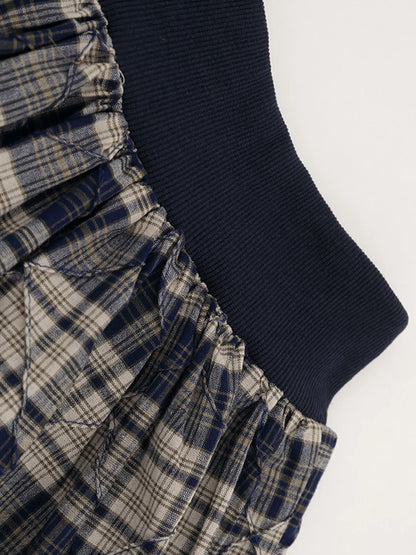Drawstring Plaid Skort Easy Apparels