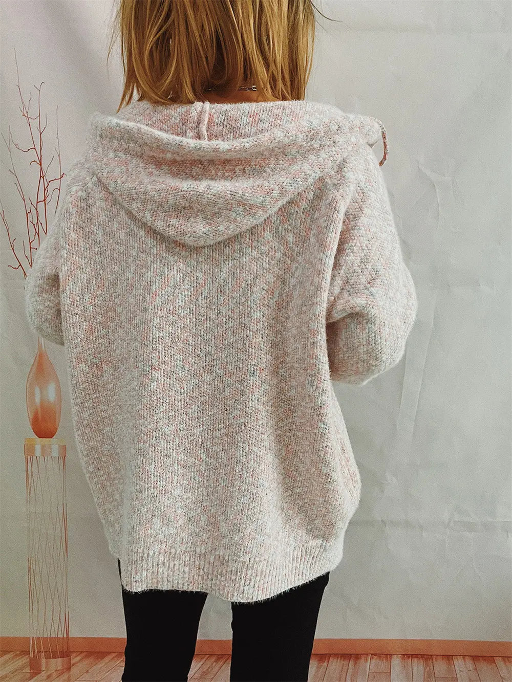 Zip Up Drawstring Long Sleeve Hooded Sweater Easy Apparels