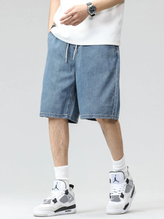 Men's Plus Size Drawstring Denim Shorts Easy Apparels