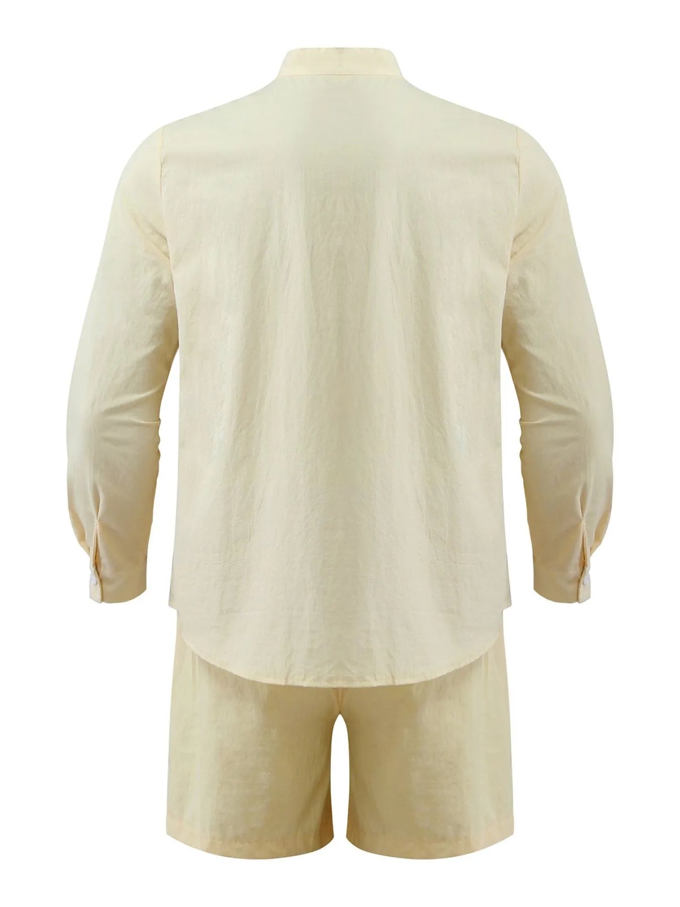 Men's Full Size Button Up Long Sleeve Shirt and Shorts Set Plus Size Easy Apparels