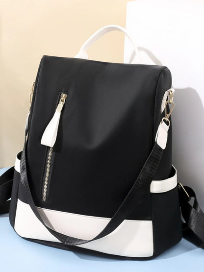 Color Block Convertible Backpack Bag Black One Size Easy Apparels