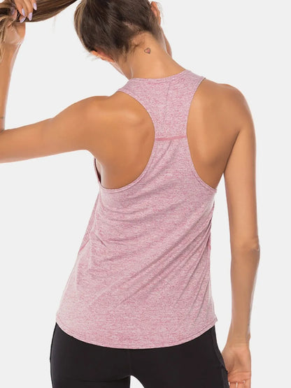 Full Size Scoop Neck Wide Strap Active Tank Easy Apparels