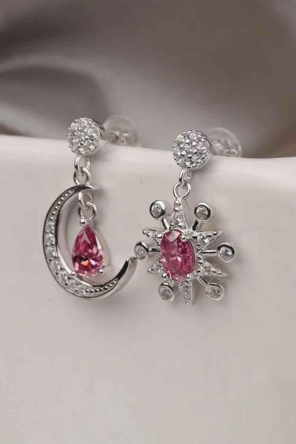 1 Carat Moissanite 925 Sterling Silver Moon & Star Earrings Easy Apparels