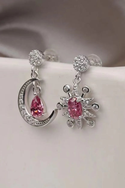 1 Carat Moissanite 925 Sterling Silver Moon & Star Earrings Easy Apparels