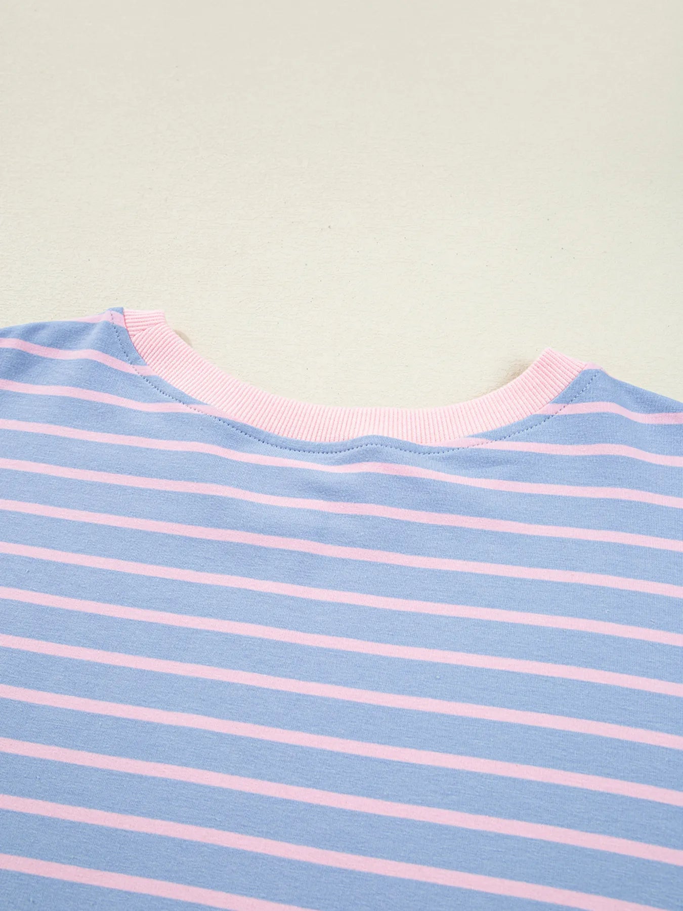 Trendsi Stripe Oversize Contrast Trim Drop Shoulder Sweatshirt